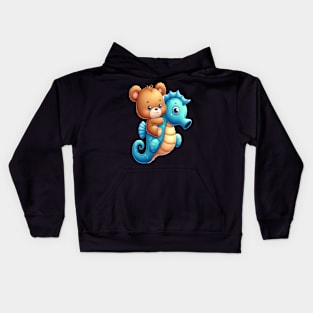 Cute bear seahorse  Kawaii Kids Hoodie